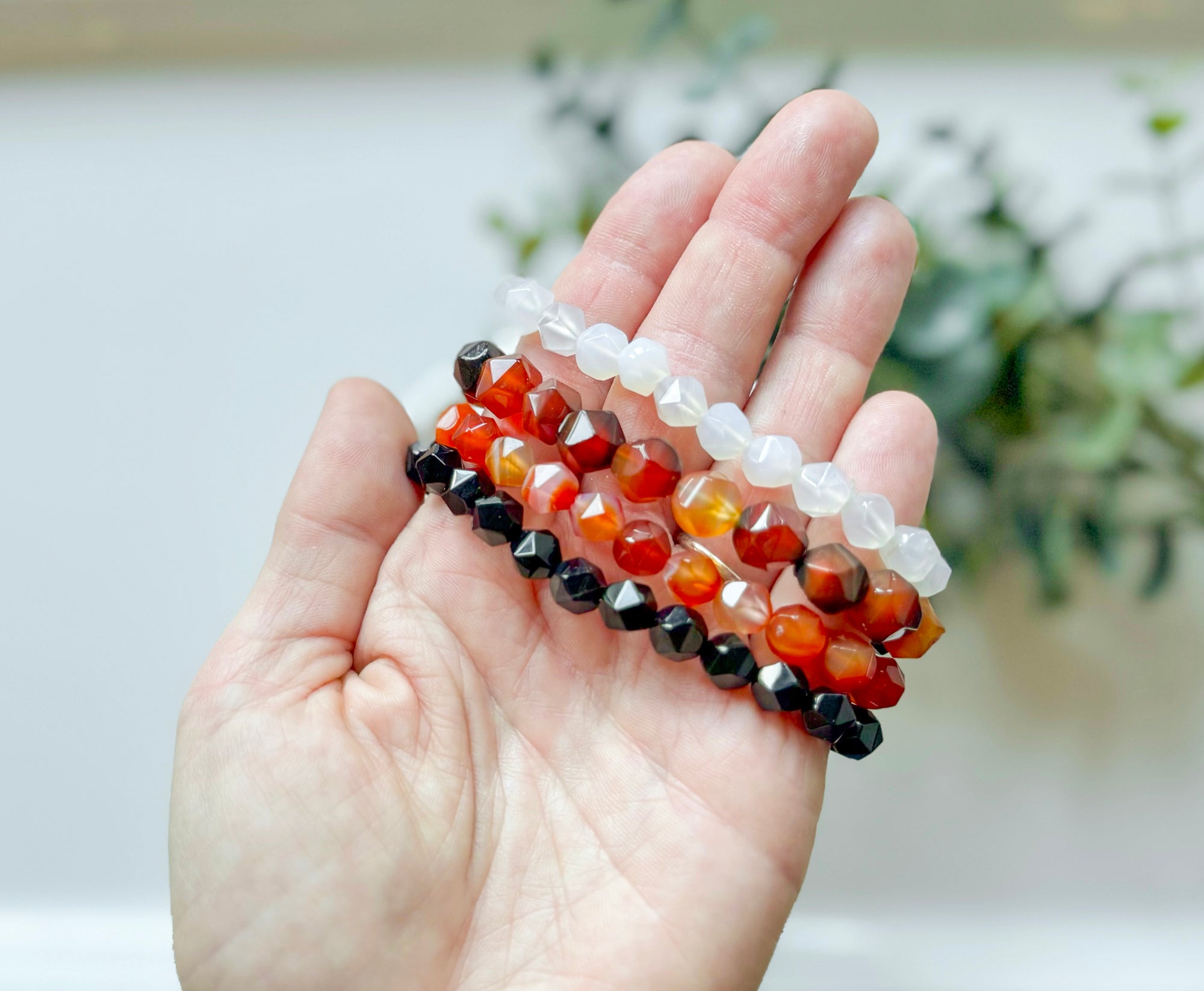 Crystal Beaded Faceted Bracelet || 8mm Icosahedron
