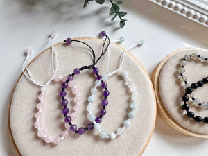 Crystal Beaded Knot Bracelet 6mm || Reiki Infused