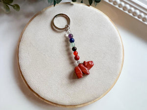 Crystal Bear Seven Chakra Beaded Silver Keychain