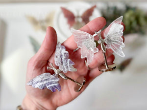 Crystal Butterfly Wings on Metal Body Stand