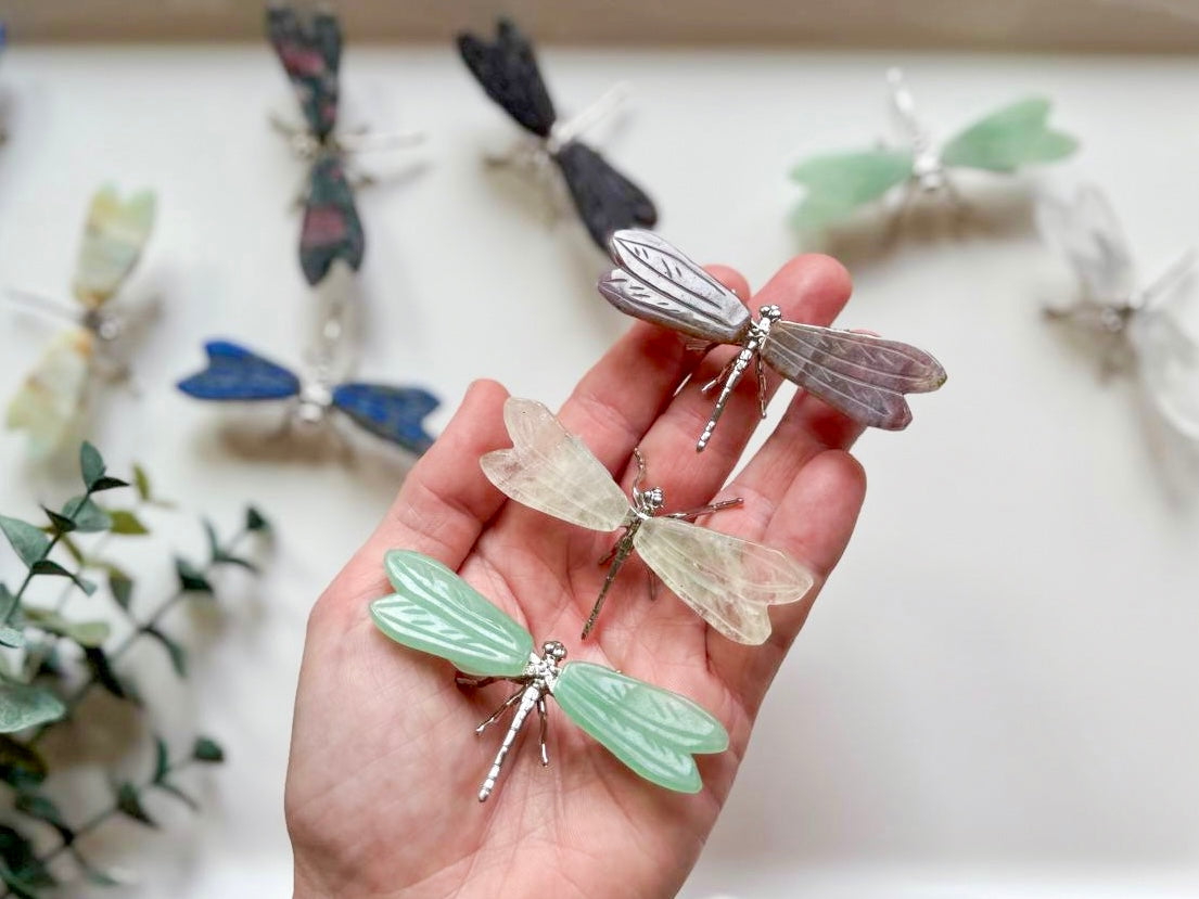 Crystal Dragonfly Wings with Metal Accent Body
