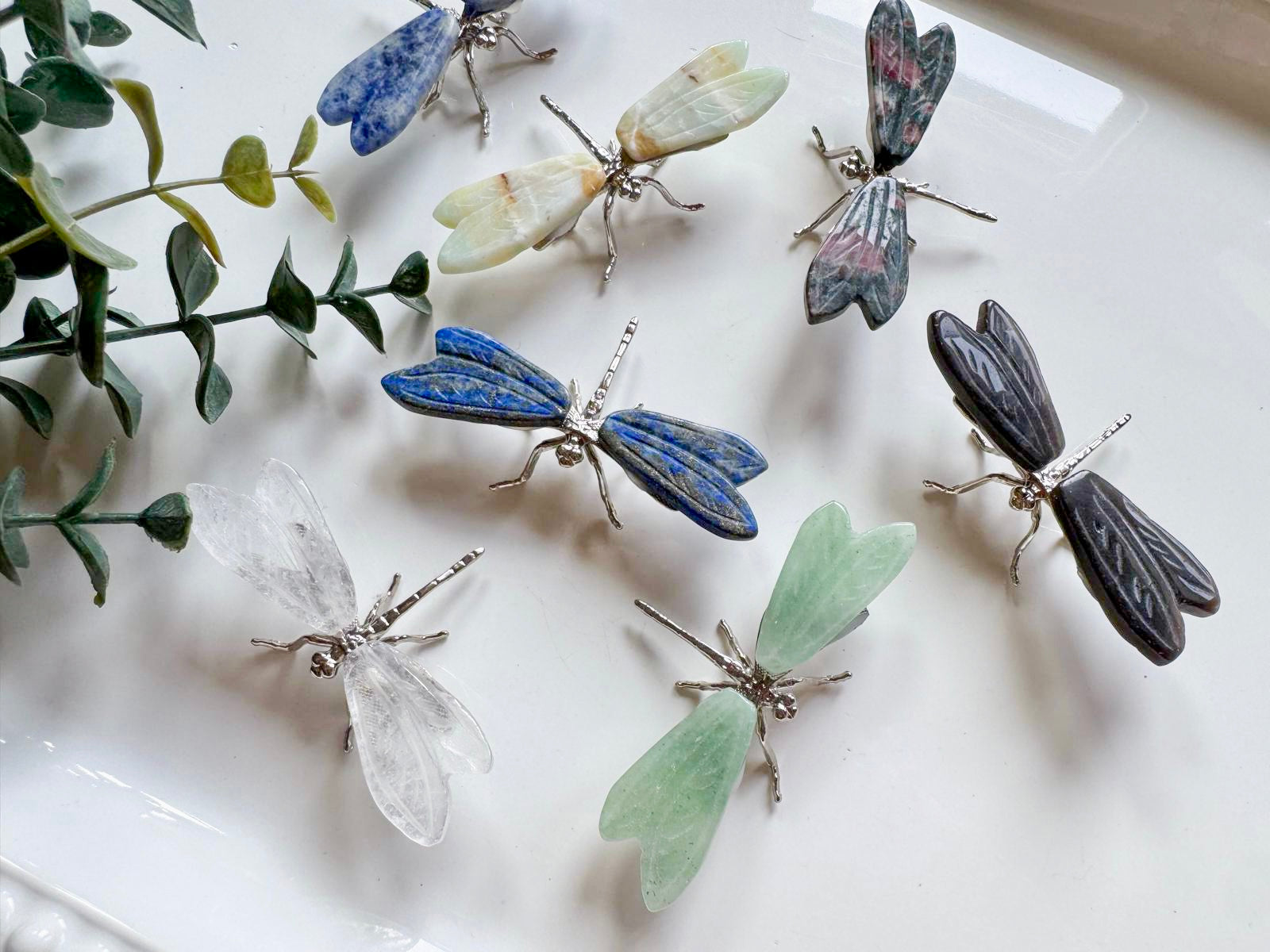 Crystal Dragonfly Wings with Metal Accent Body