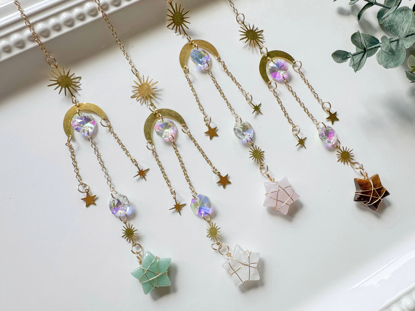 Crystal Star Rainbow Catcher Window Hanger || Gold