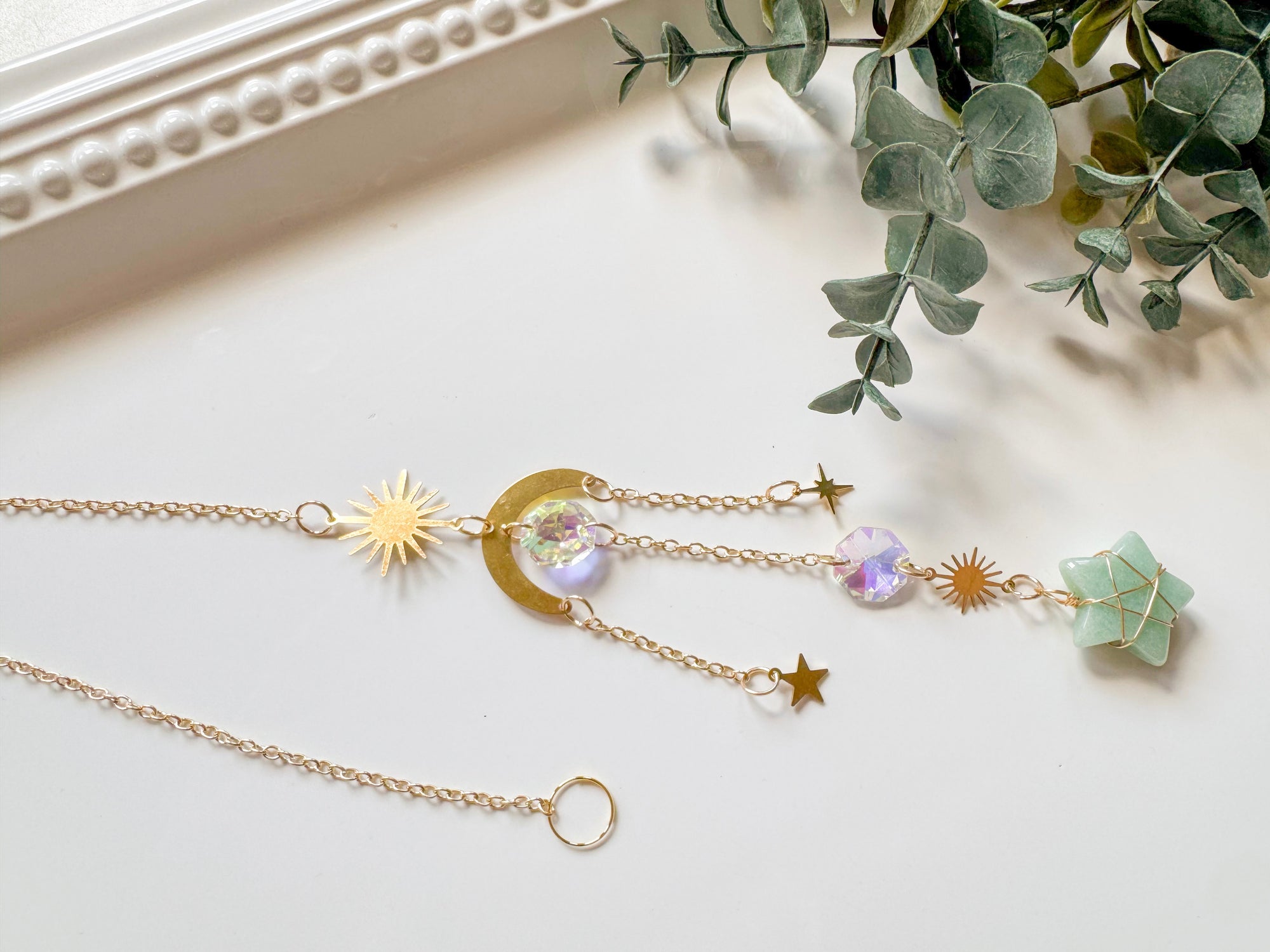 Crystal Star Rainbow Catcher Window Hanger || Gold