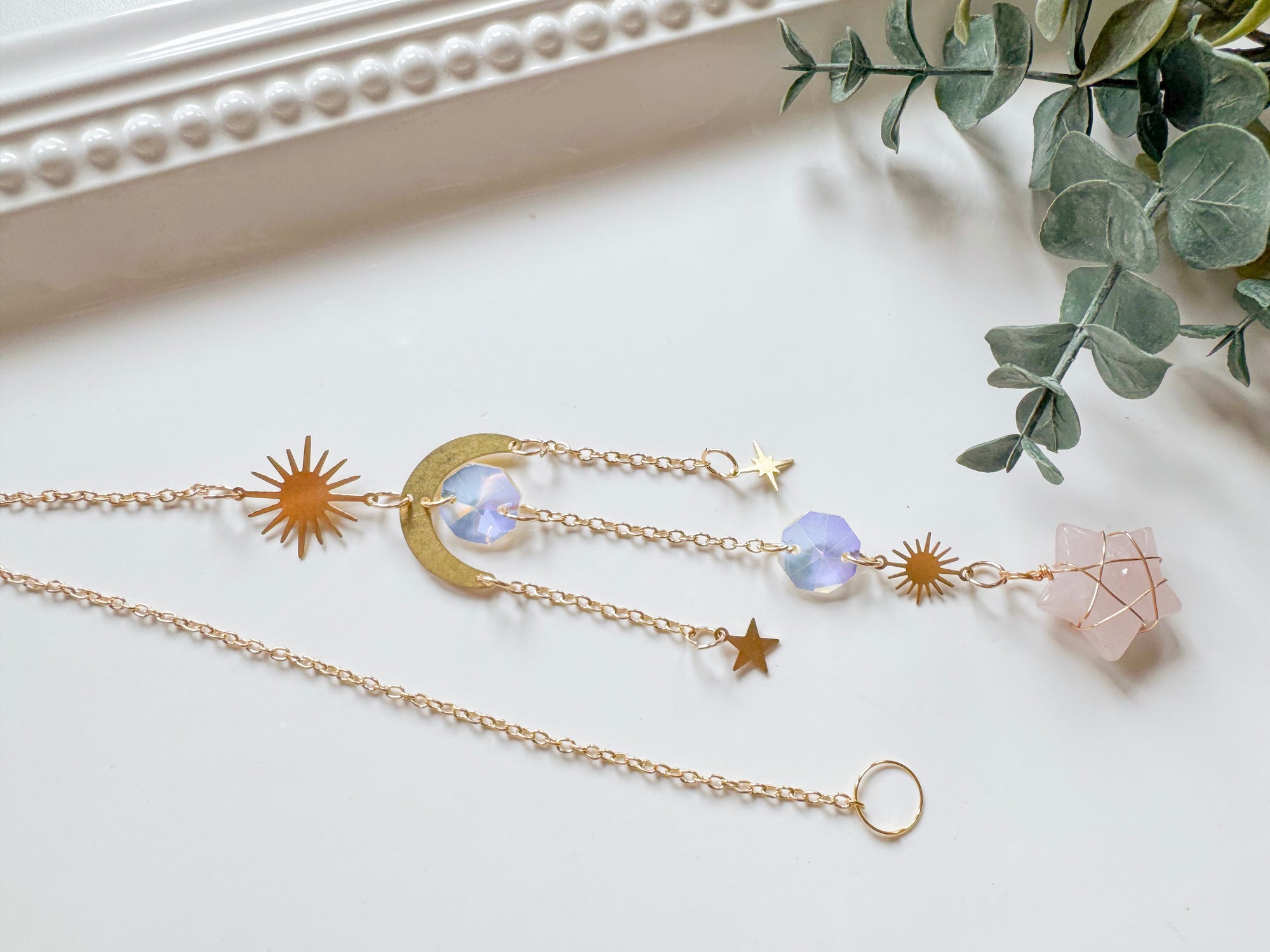 Crystal Star Rainbow Catcher Window Hanger || Gold