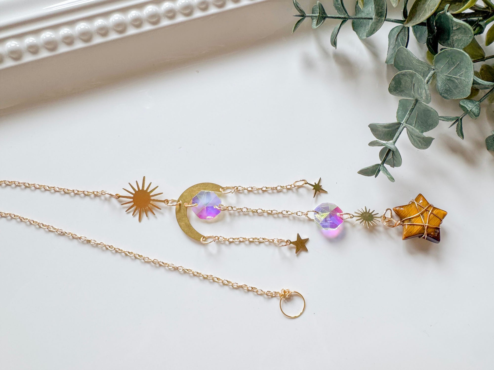 Crystal Star Rainbow Catcher Window Hanger || Gold