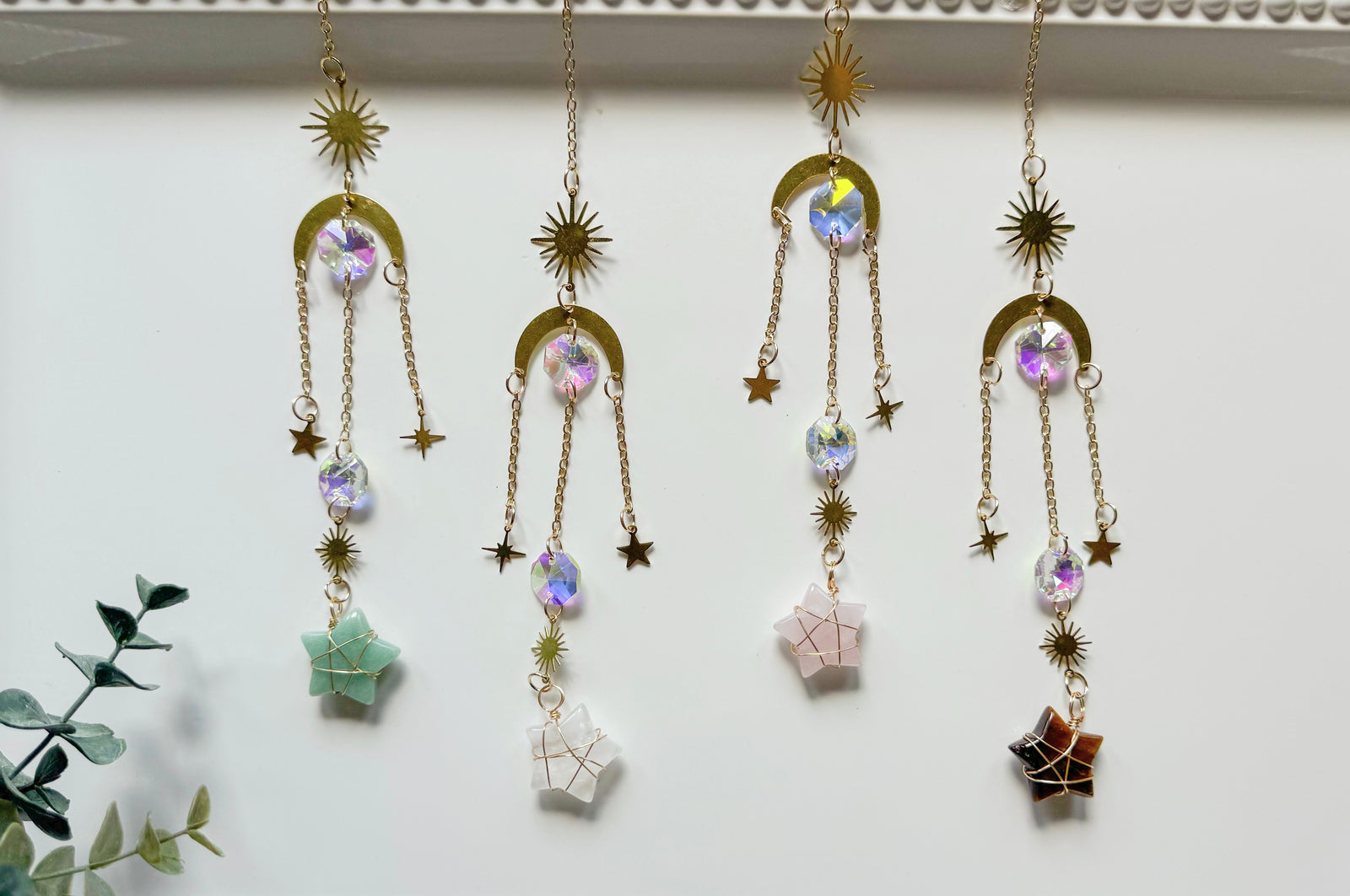 Crystal Star Rainbow Catcher Window Hanger || Gold