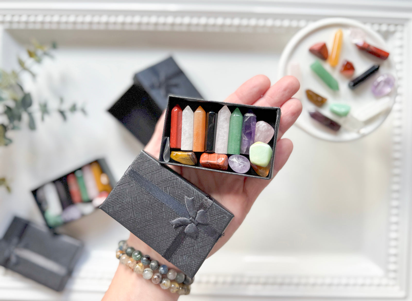 Crystal Tumbled Stones and Mini Points Chakra Gift Box