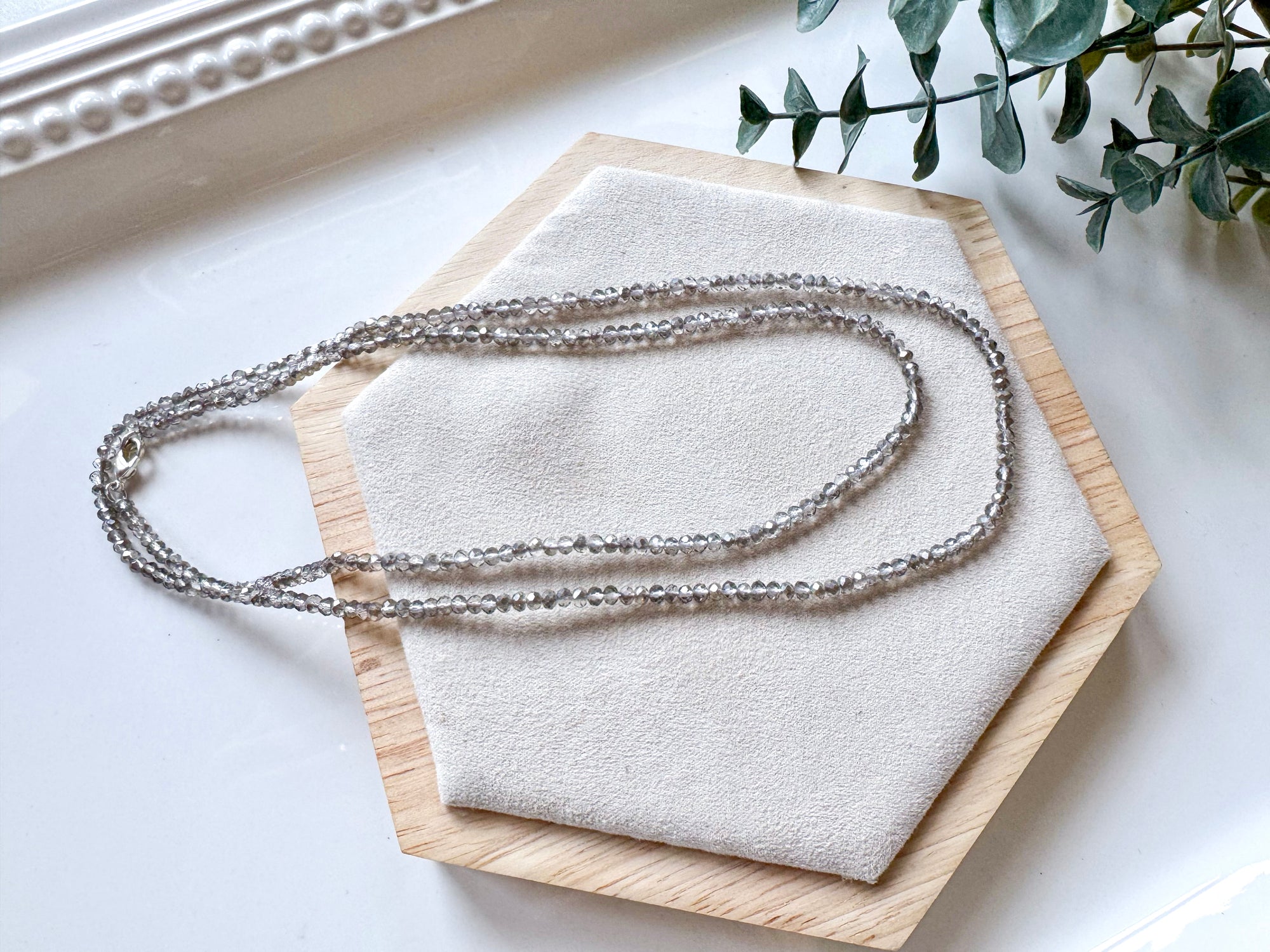 Dainty Grey Swarovski Crystal Necklace
