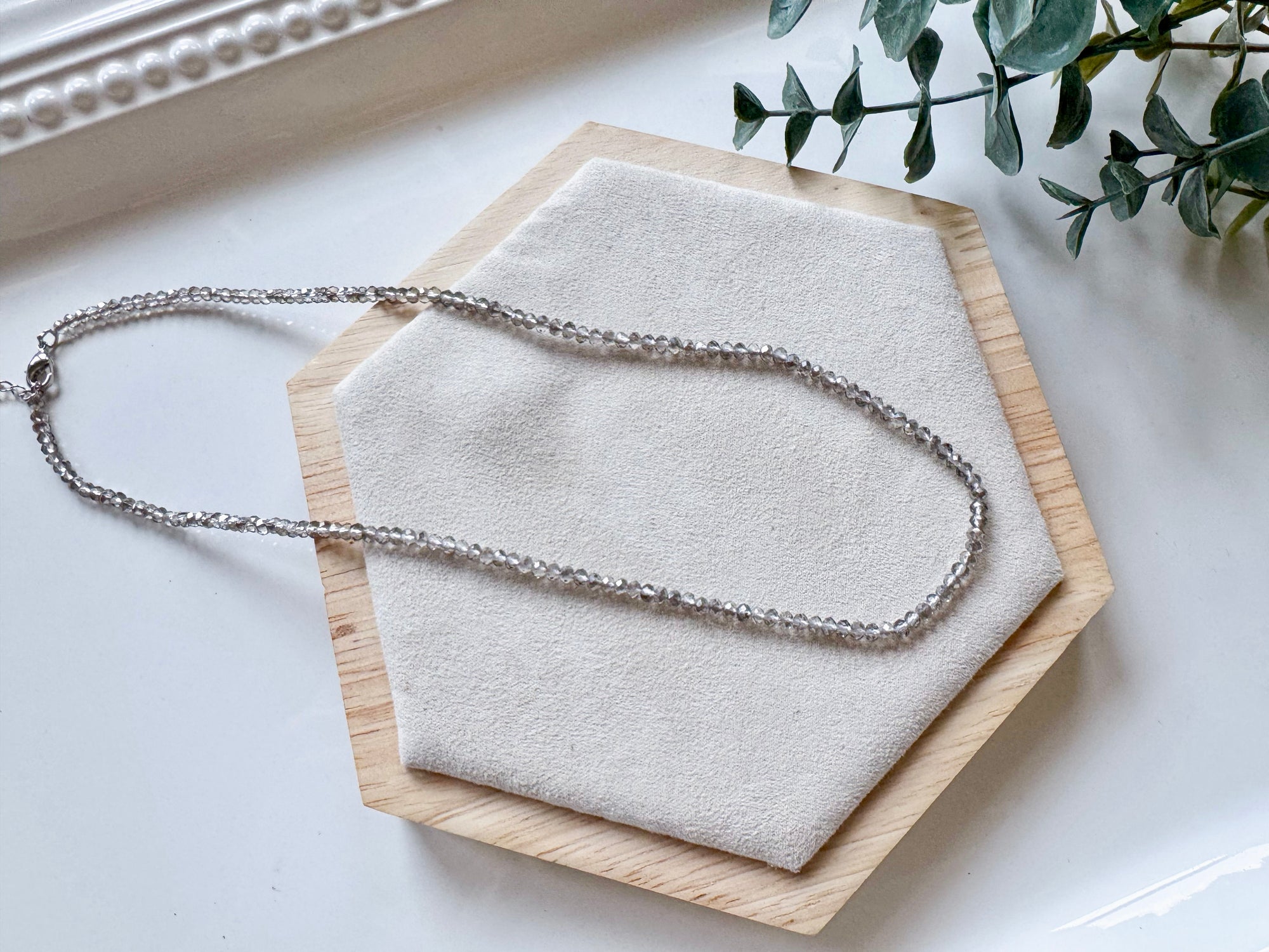 Dainty Grey Swarovski Crystal Necklace