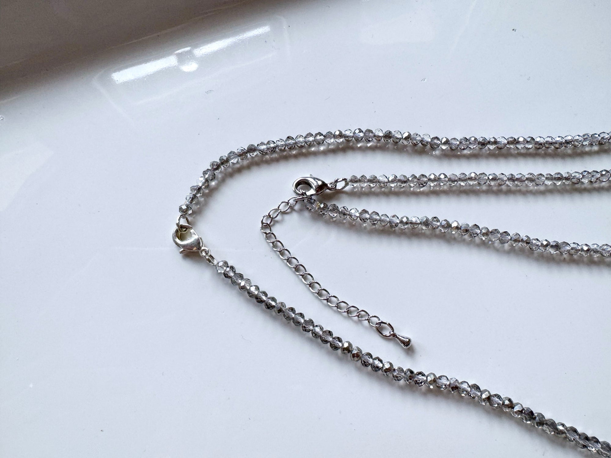 Dainty Grey Swarovski Crystal Necklace