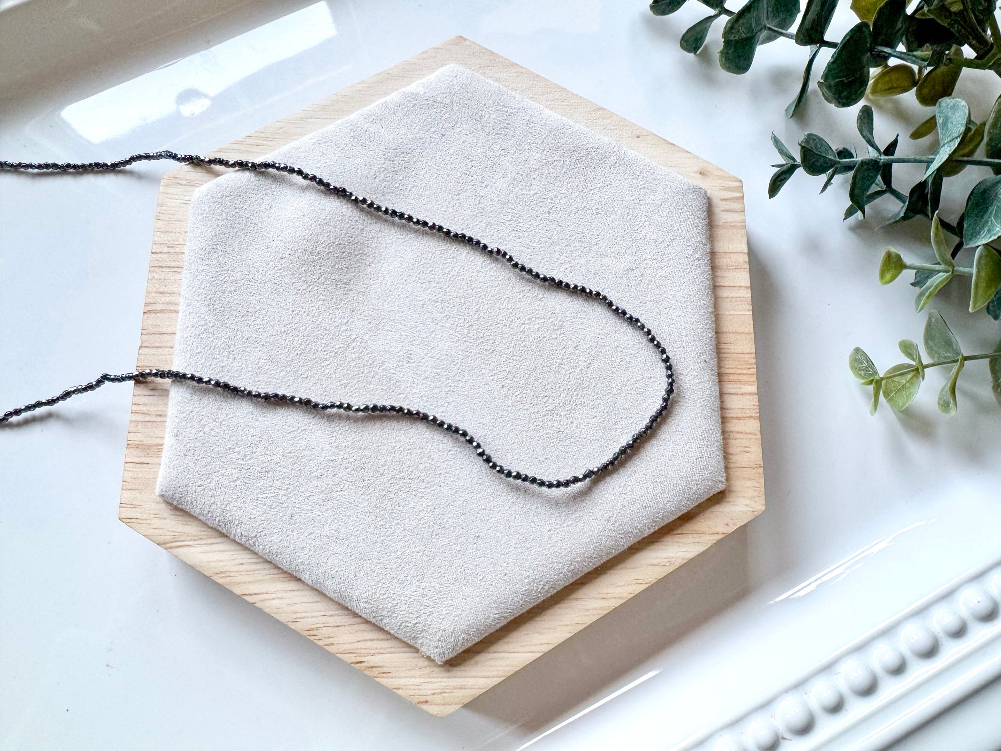 Dainty Hematite Beaded Necklace
