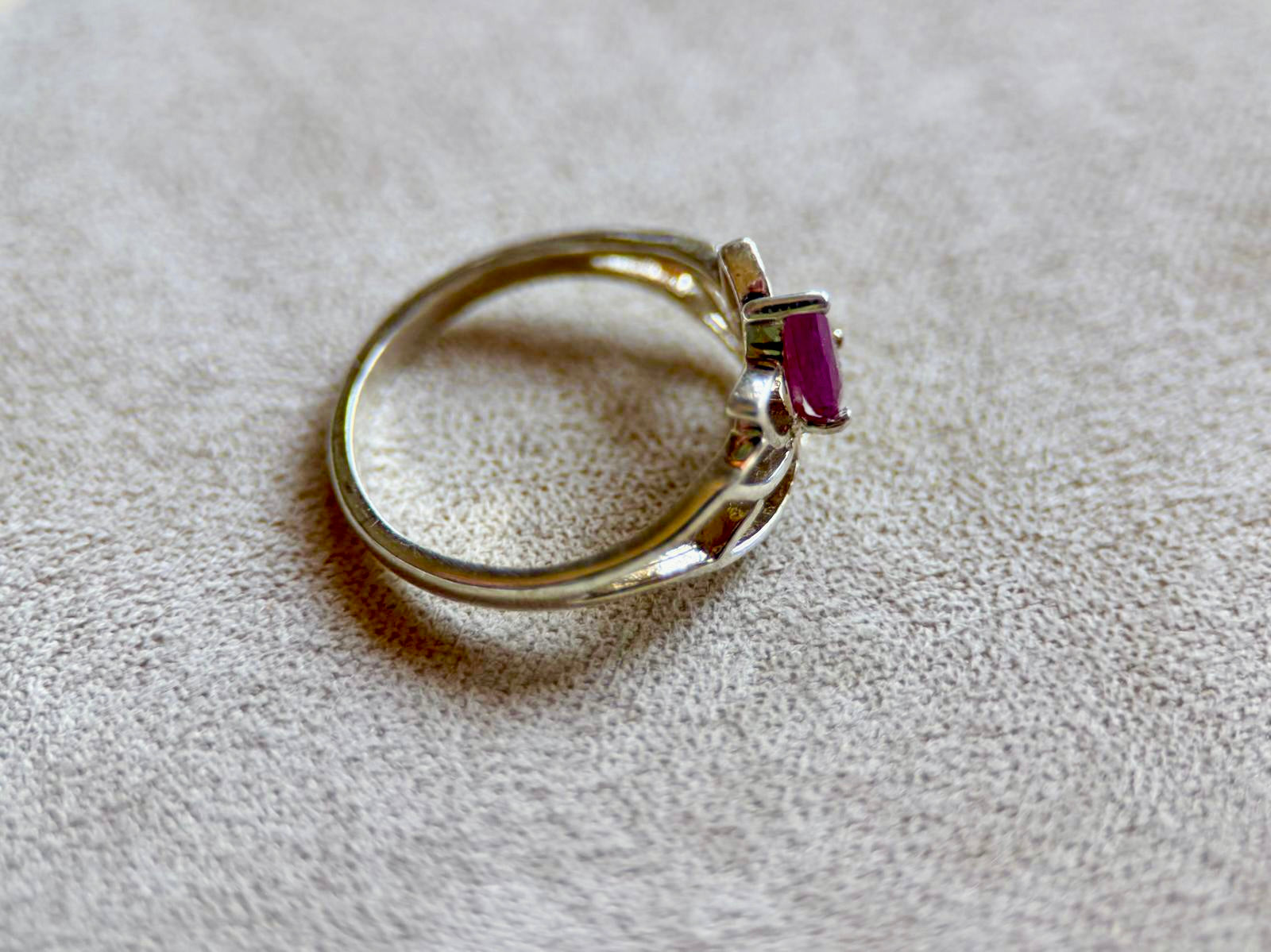 Dainty Lotus Sterling Ring || Ruby