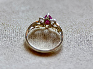 Dainty Lotus Sterling Ring || Ruby