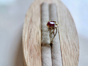 Dainty Lotus Sterling Ring || Ruby