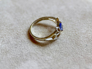 Dainty Lotus Sterling Ring || Tanzanite
