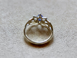 Dainty Lotus Sterling Ring || Tanzanite