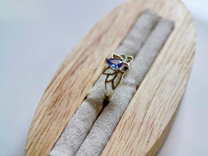 Dainty Lotus Sterling Ring || Tanzanite