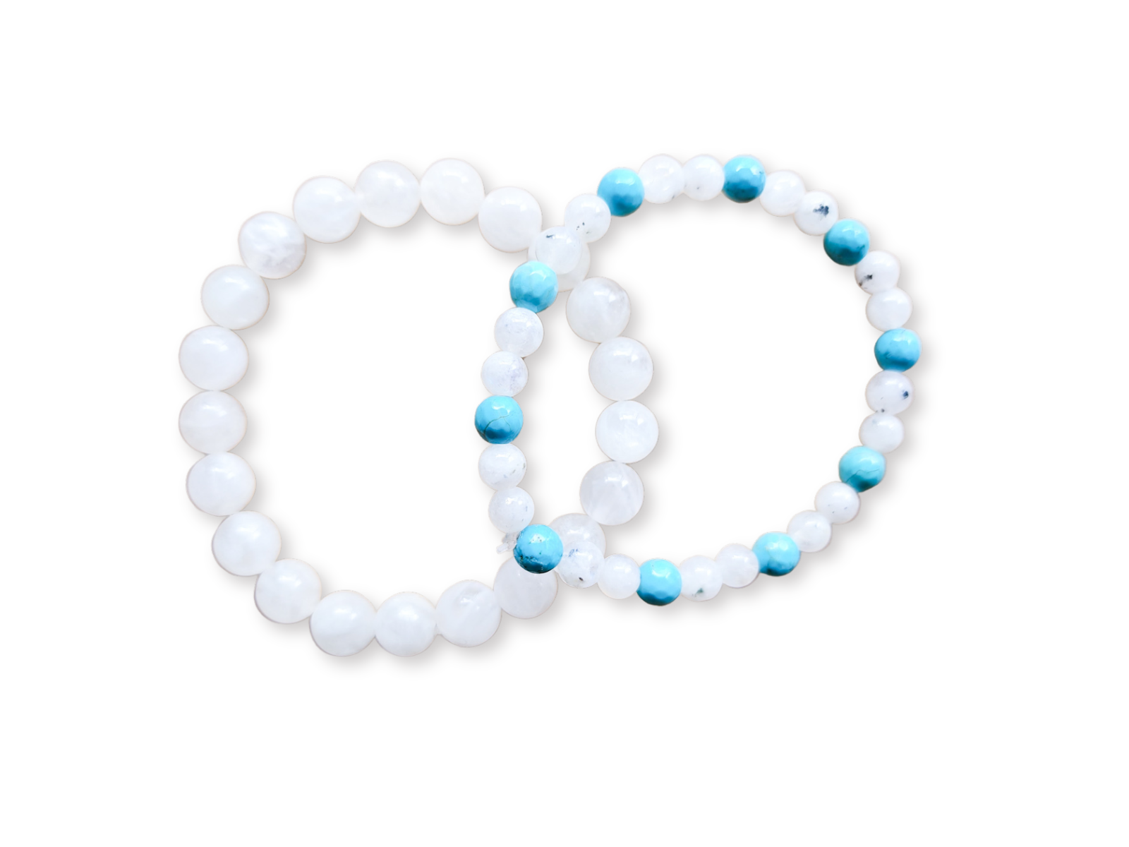December Bracelet Stack || Turquoise & Moonstone Beaded Bracelet || Reiki Infused