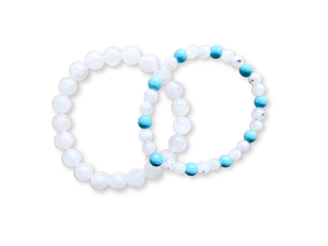 December Bracelet Stack || Turquoise & Moonstone Beaded Bracelet || Reiki Infused