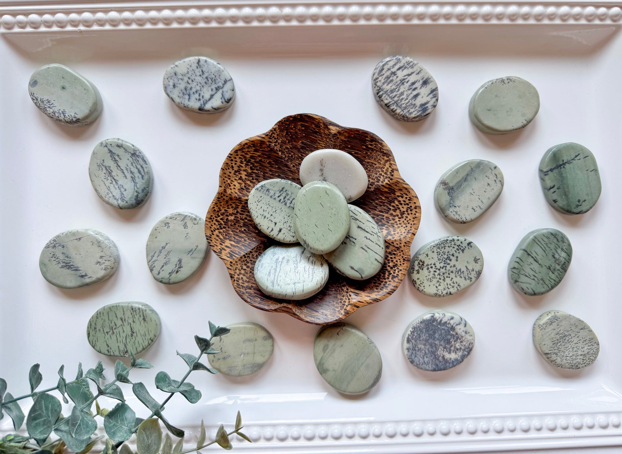 Dendritic Jade Flat Palm Stone
