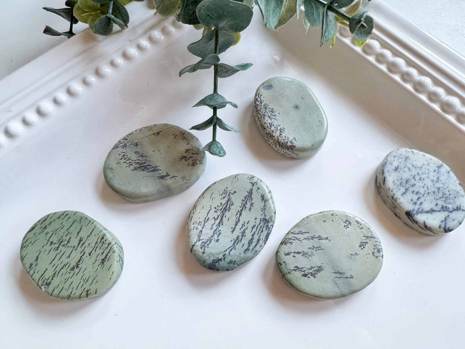 Dendritic Jade Flat Palm Stone
