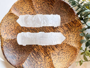 Dragon Engraved Selenite Point