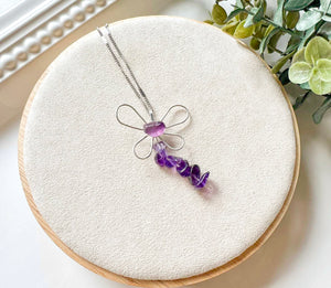 Dragon Fly Crystal Chip Necklace