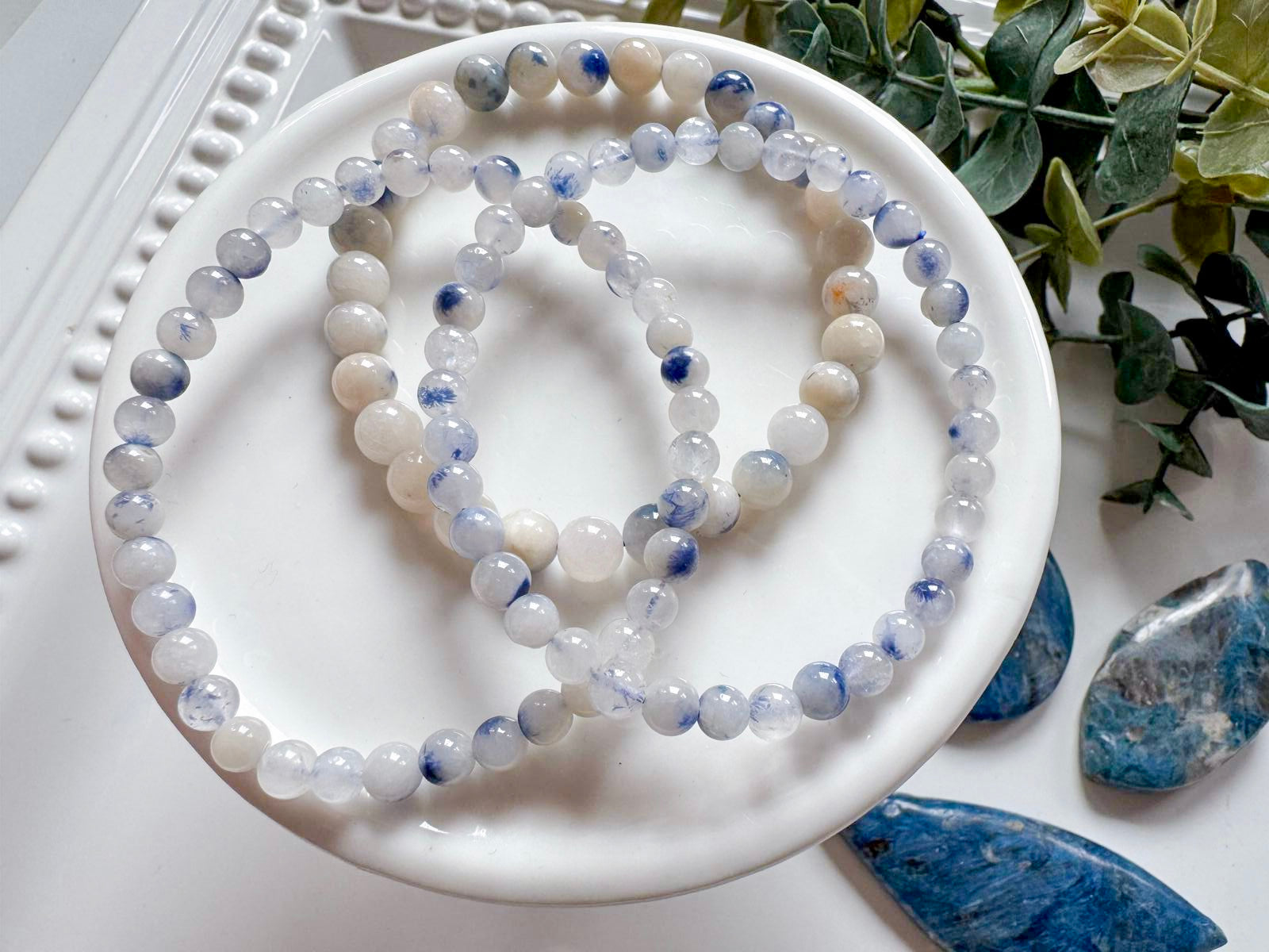 Dumortierite in Quartz Beaded Bracelet || 4mm & 6mm || Reiki Infused