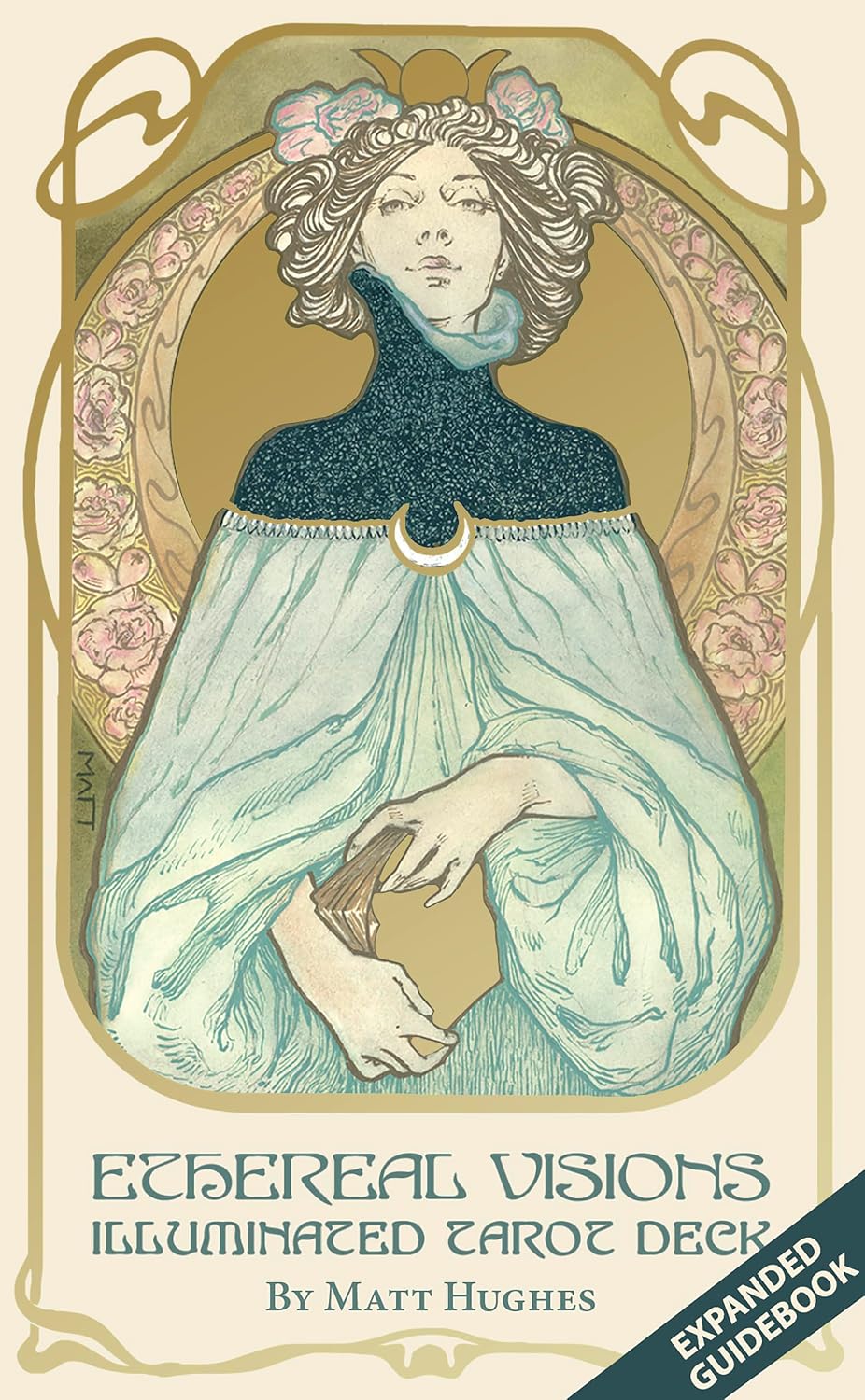 Ethereal Visions Illuminated Tarot Deck: Elegant 80-Card Art Nouveau Tarot Deck with Gold Foil, Full-Color 140-Page Guidebook, Hand-Drawn Illustrations – Ideal for Beginners & Collectors || Matt Hughes