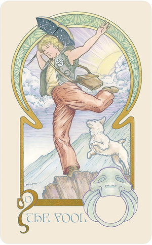 Ethereal Visions Illuminated Tarot Deck: Elegant 80-Card Art Nouveau Tarot Deck with Gold Foil, Full-Color 140-Page Guidebook, Hand-Drawn Illustrations – Ideal for Beginners & Collectors || Matt Hughes