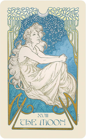 Ethereal Visions Illuminated Tarot Deck: Elegant 80-Card Art Nouveau Tarot Deck with Gold Foil, Full-Color 140-Page Guidebook, Hand-Drawn Illustrations – Ideal for Beginners & Collectors || Matt Hughes