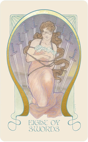 Ethereal Visions Illuminated Tarot Deck: Elegant 80-Card Art Nouveau Tarot Deck with Gold Foil, Full-Color 140-Page Guidebook, Hand-Drawn Illustrations – Ideal for Beginners & Collectors || Matt Hughes