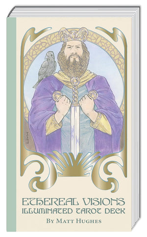 Ethereal Visions Illuminated Tarot Deck: Elegant 80-Card Art Nouveau Tarot Deck with Gold Foil, Full-Color 140-Page Guidebook, Hand-Drawn Illustrations – Ideal for Beginners & Collectors || Matt Hughes