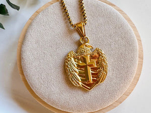 Eagle with Cross on Badge || Stainless Steel
