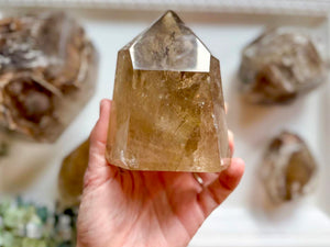 Elestial Quartz Raw & Polished Point || Brazil