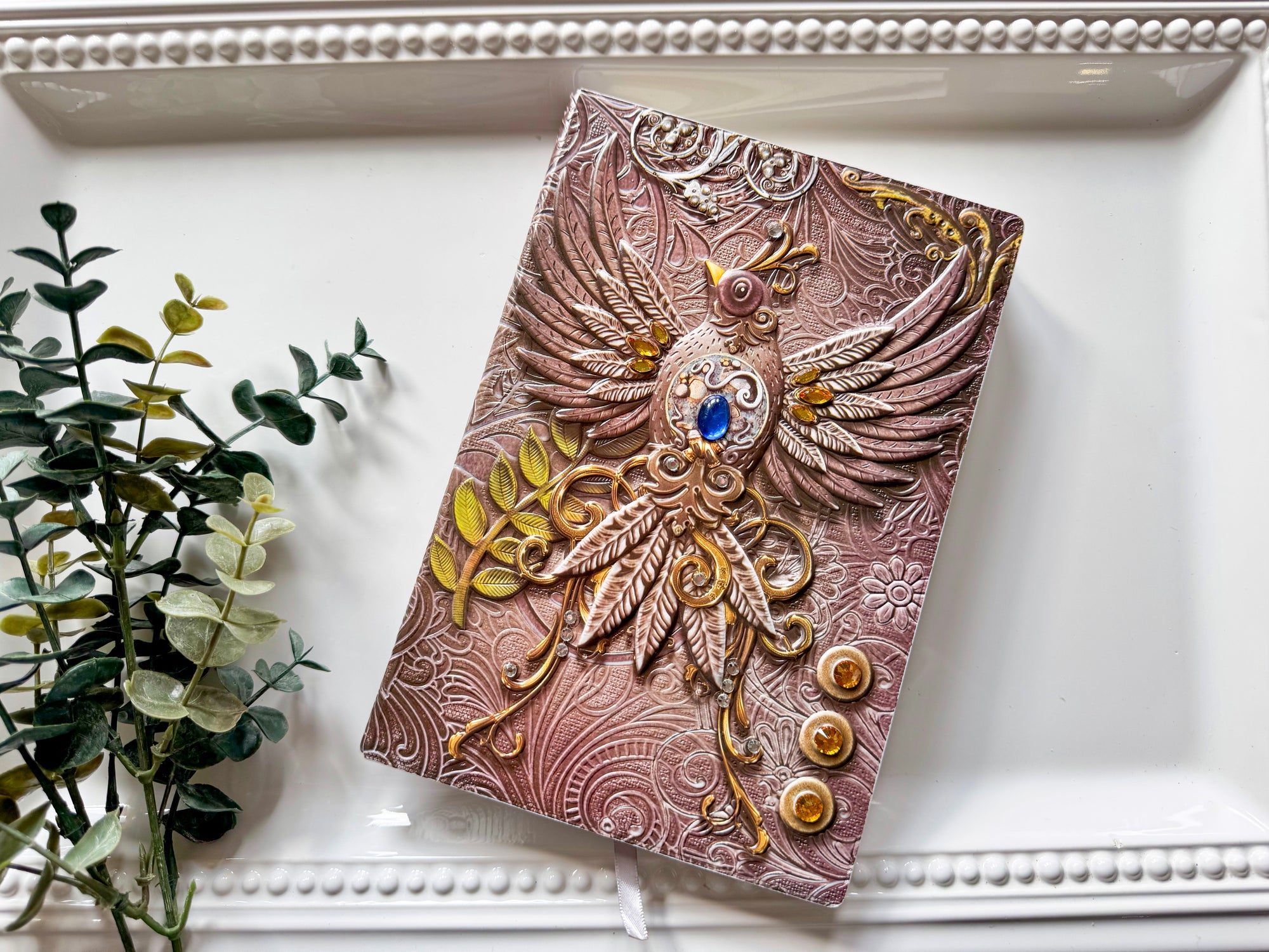 Embossed Hardcover Embellished Bird Journal
