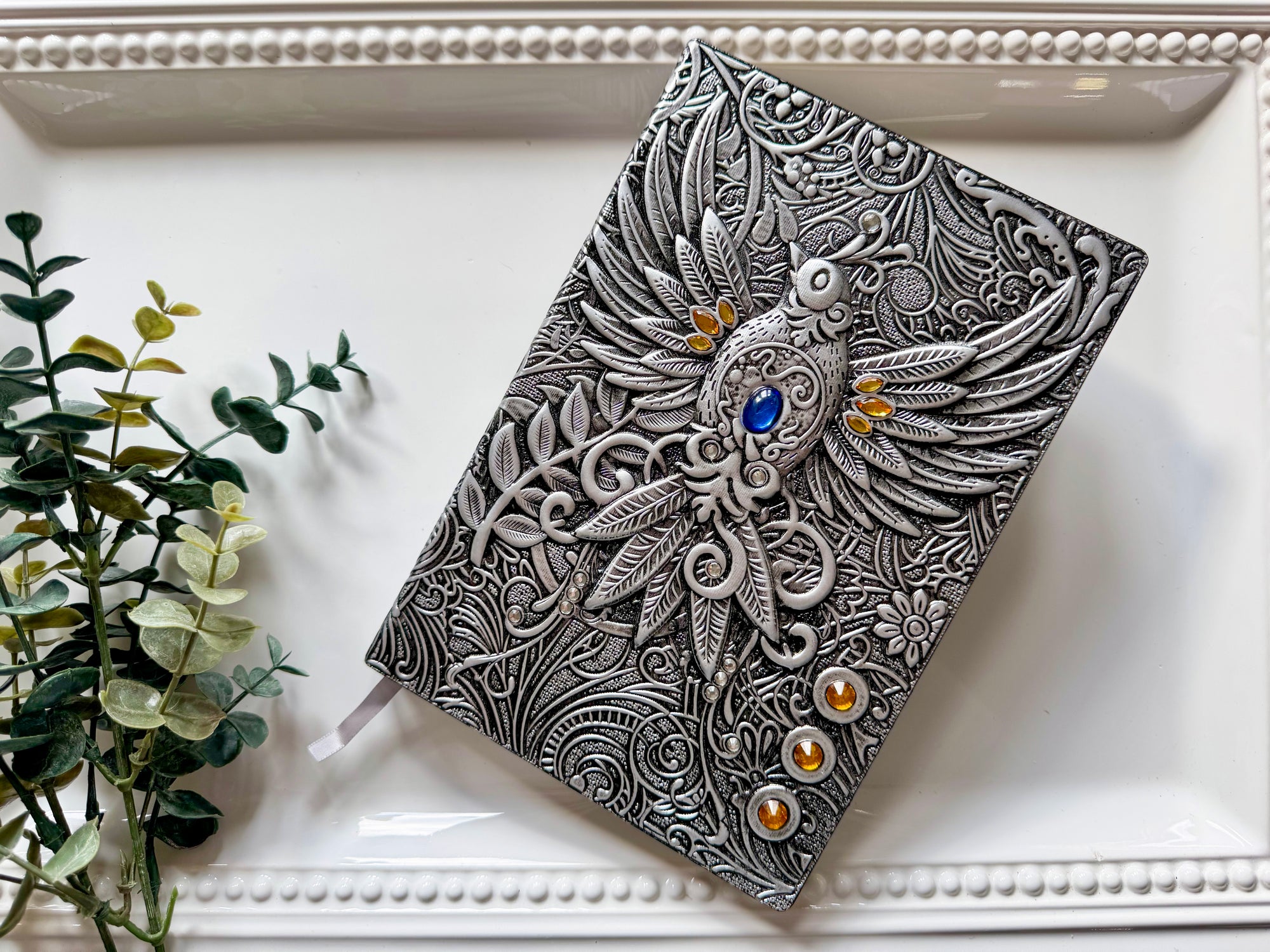 Embossed Hardcover Embellished Bird Journal