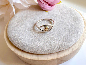 Evil Eye Sterling Ring || Citrine