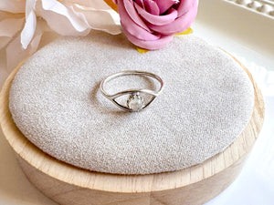 Evil Eye Sterling Ring || Moonstone