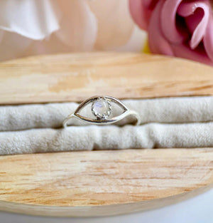 Evil Eye Sterling Ring || Moonstone