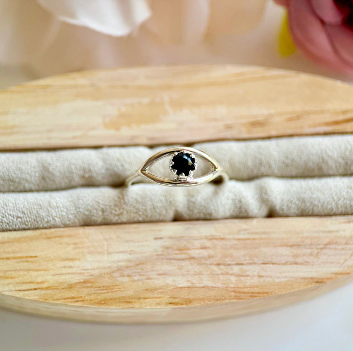 Evil Eye Sterling Ring || Onyx