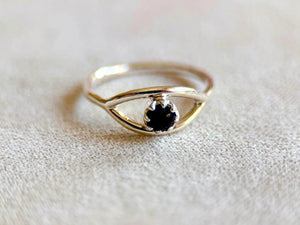Evil Eye Sterling Ring || Onyx