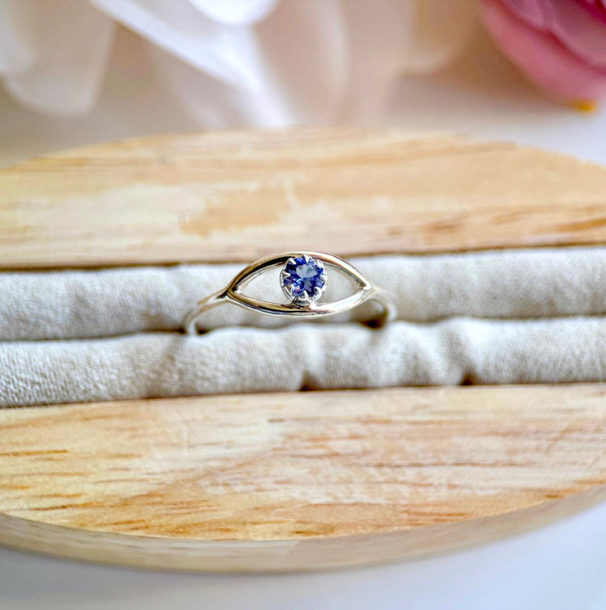 Evil Eye Sterling Ring || tanzanite