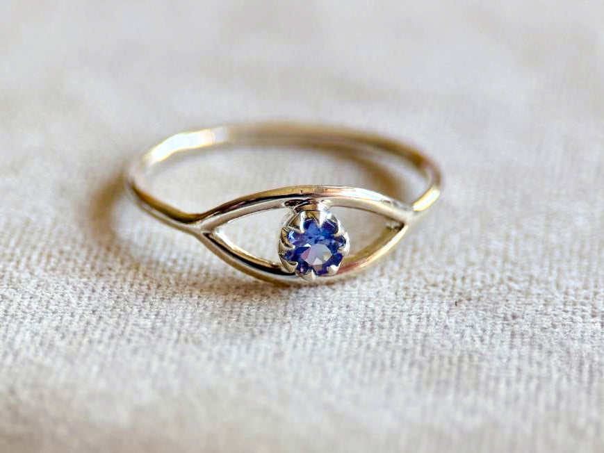 Evil Eye Sterling Ring || tanzanite
