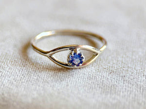 Evil Eye Sterling Ring || tanzanite