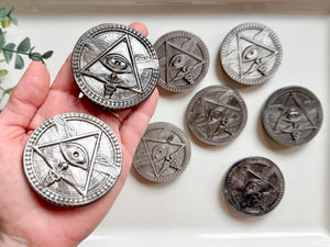 Eye of Providence Silver Sheen Obsidian Medallion
