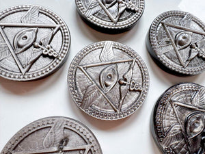 Eye of Providence Silver Sheen Obsidian Medallion
