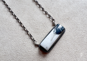 Navajo Sterling Horizontal Bar Turquoise Necklace || Handmade - F