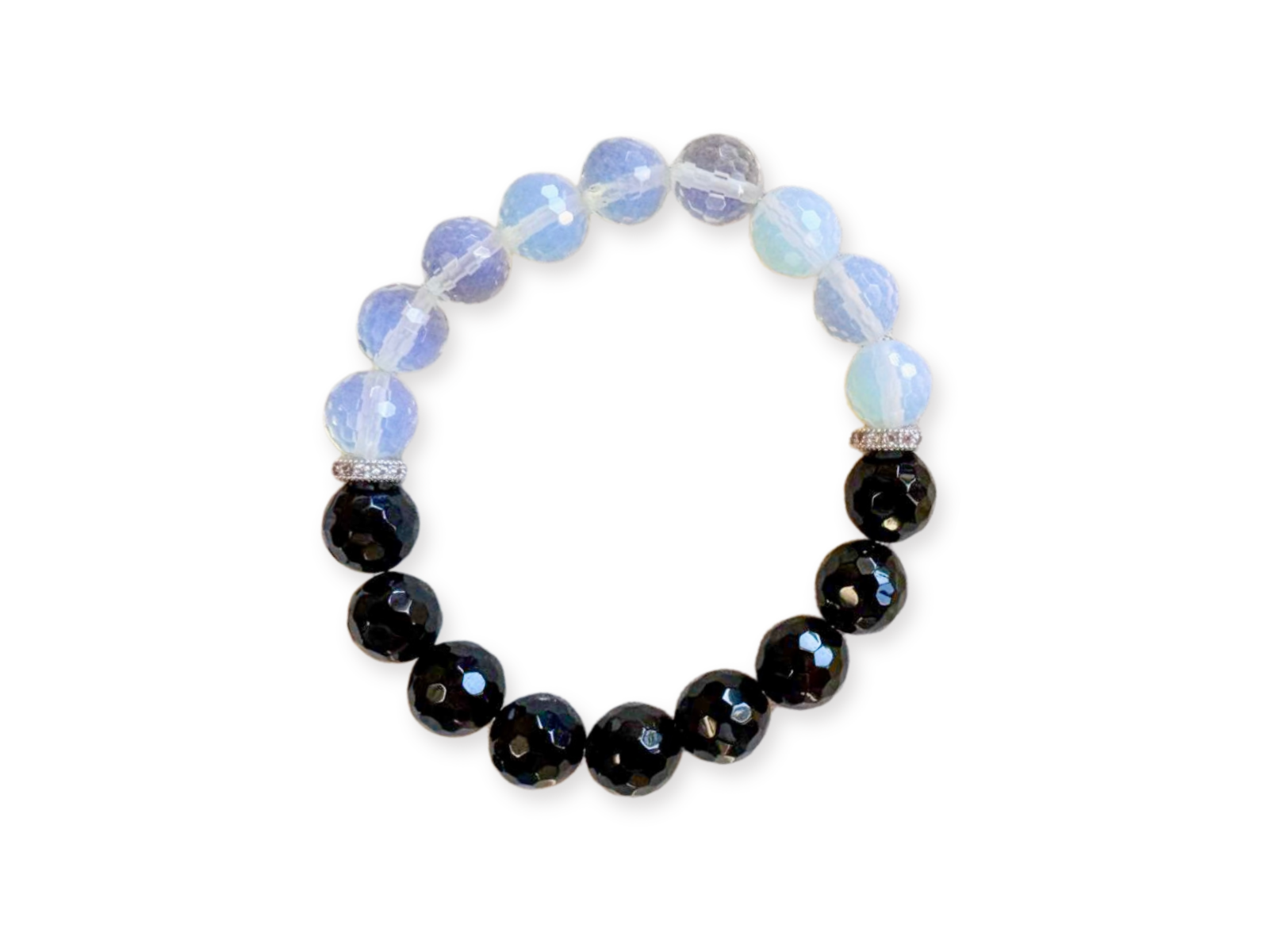 Faceted Onyx & Opalite 10mm Bracelet

